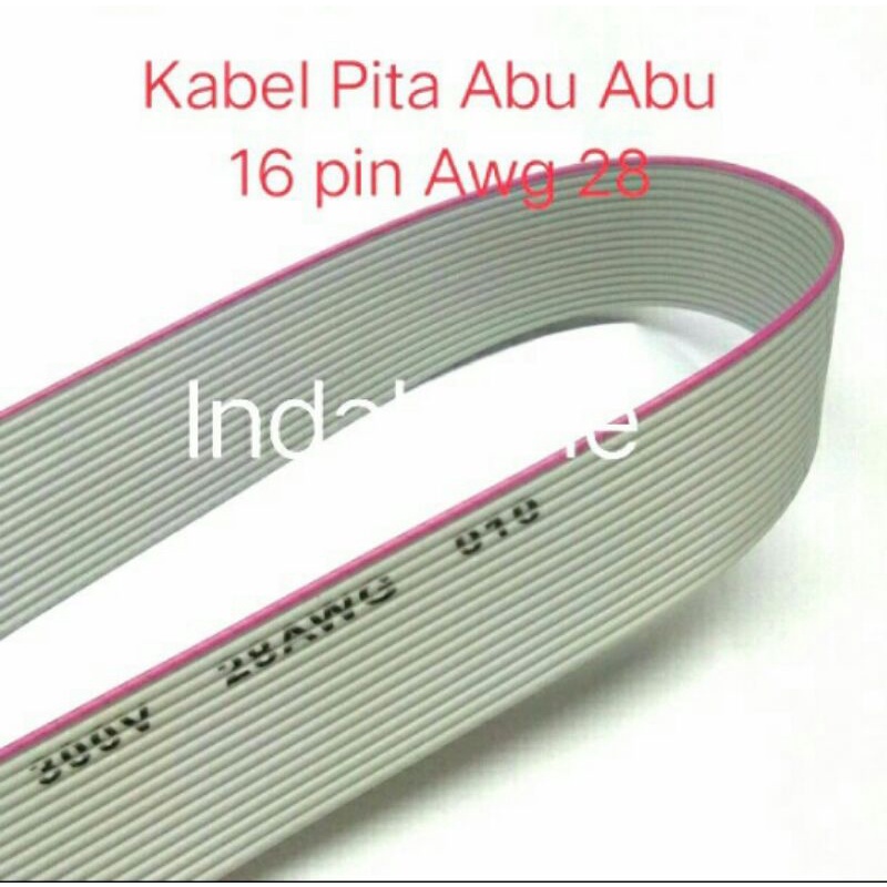 1m Flat Cable 16pin 28AWG Kabel pita 16 pin KABEL SAJA (TANPA KONEKTORNYA)