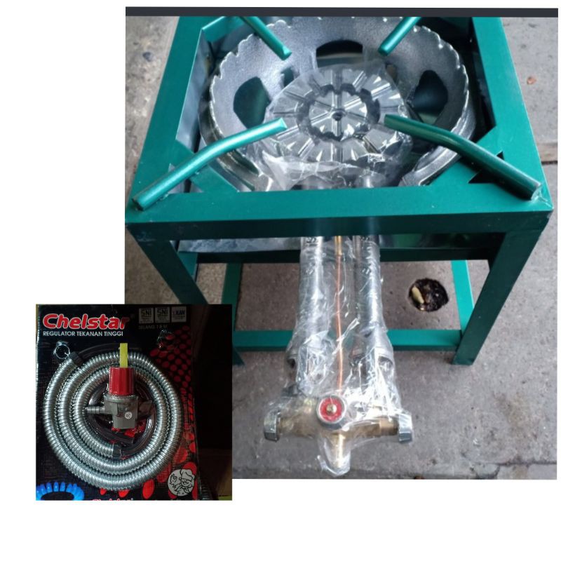 KOMPOR GAS SUN RISE SR 30 SL+RANGKA PENDEK 40X40 DAN SELANG REGULATOR HP CHELSTAR