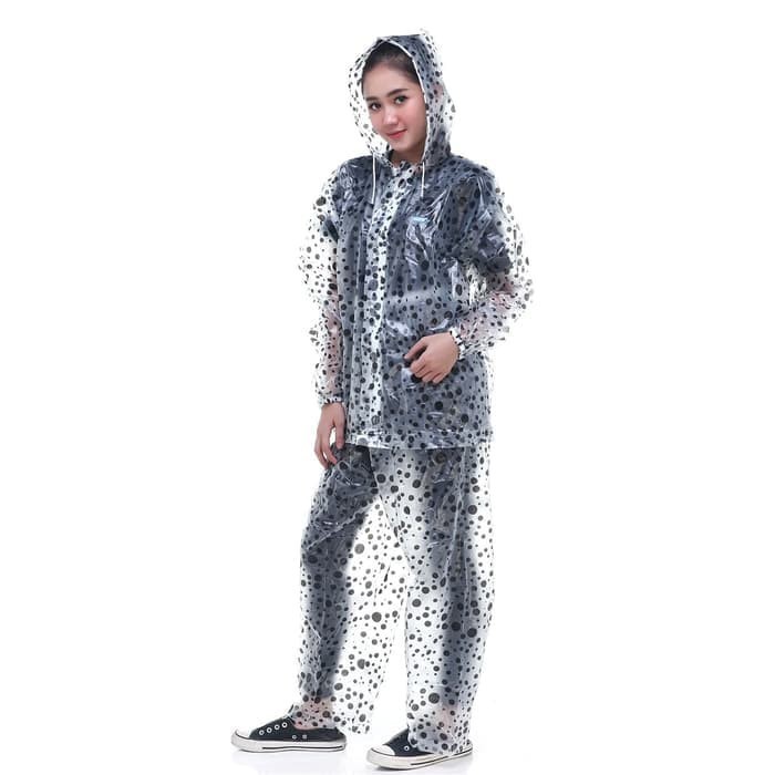 JAS HUJAN SETELAN POLKADOT JAKET CELANA MARBLE 69130 RAINCITY