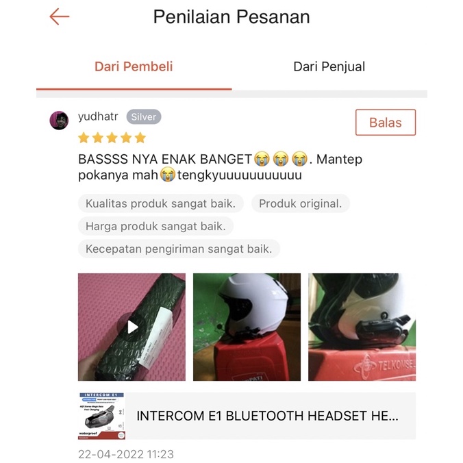 INTERCOM E1 BLUETOOTH HEADSET HELMET E1 BT 5.0 SUPPROT 2 PAIRING RIDERS FM RADIO FAST CHARGING HIFI MEGA BASS ORIGINAL-3