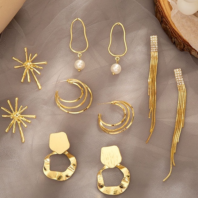 Anting Gantung Panjang Model Geometri Gaya Retro Korea Untuk Wanita