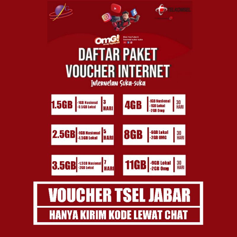 Voucher Telkomsel JABAR [Hanya kirim kode lewat Chat]