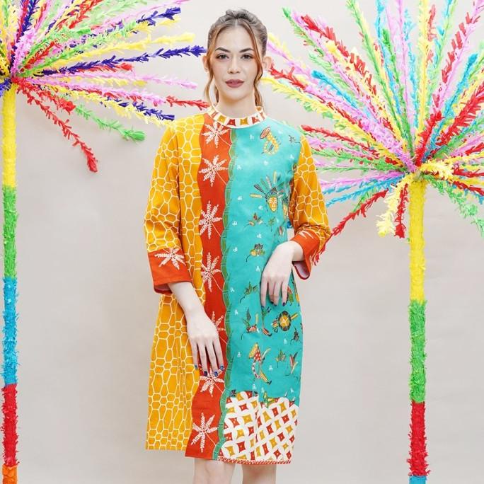 NONA RARA - Kicir Betawi D0263, Baju dress batik wanita modern