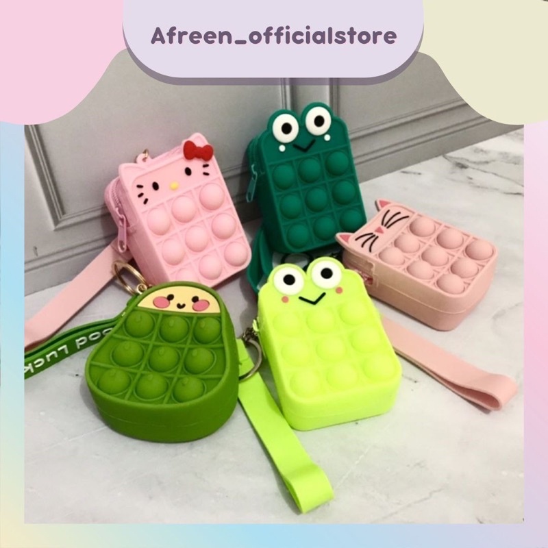 COD Dompet Koin Pop It. Dompet Koin Silikon Karakter. Dompet Pop It Gantungan Kunci Wanita