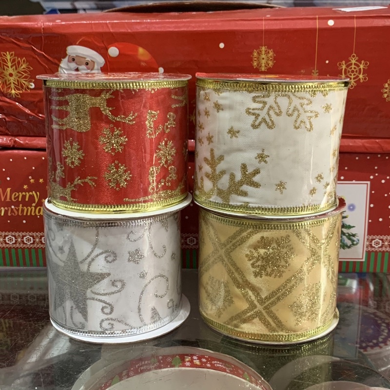 

Pita Satin Glitter - 6cm Motif Natal