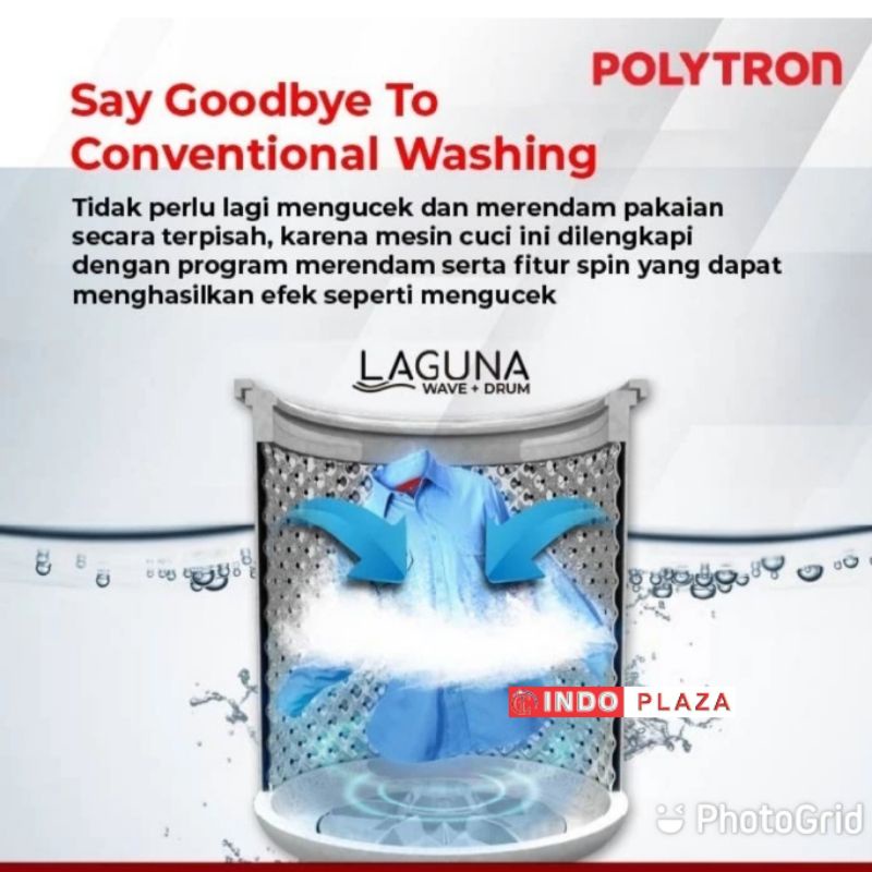 MESIN CUCI POLYTRON 1 TABUNG 10 Kg PAW-1028 LAGUNA Series NEW AGT 2022