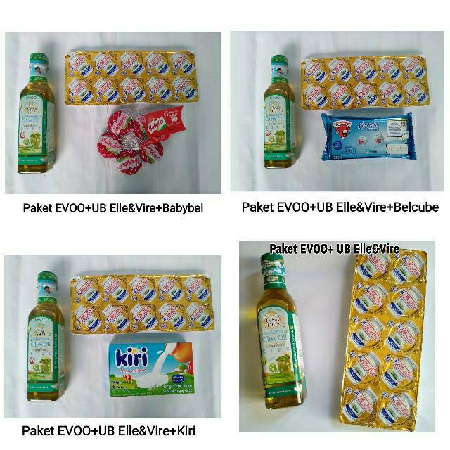 Paket Hemat MPASi Evoo Casa di Oliva dan UB Elle Vire Anchor Unsalted butter + keju kiri dan babybel