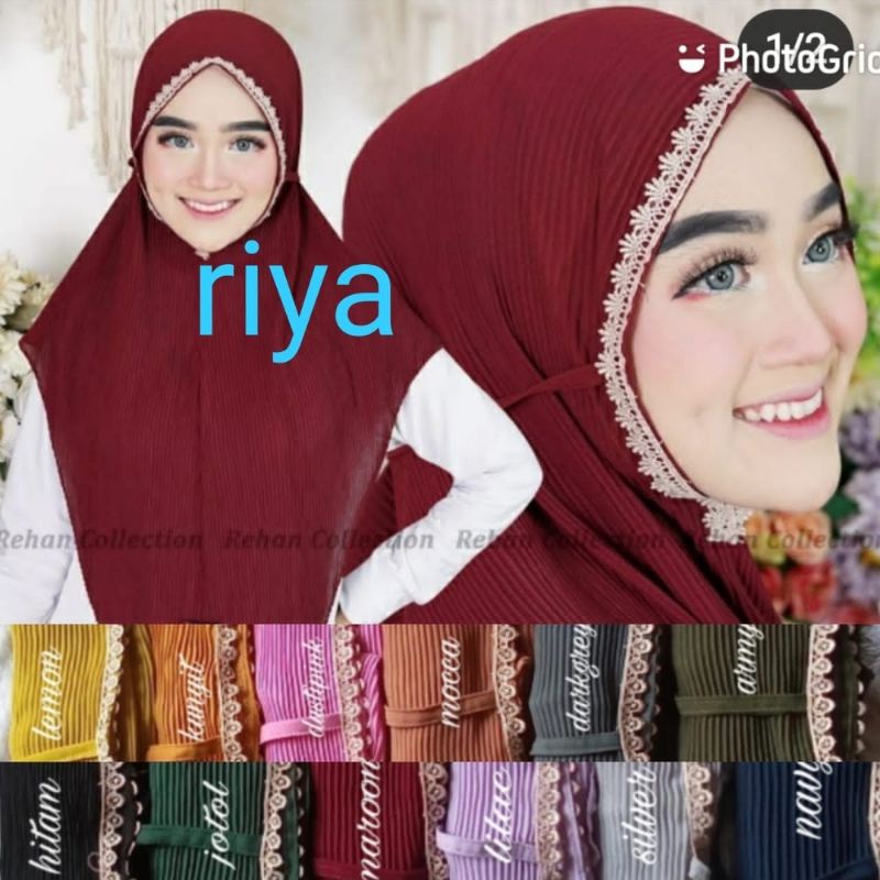 bergo plisket renda/jilbab dewasa/jilbab plisket/bergo plisket