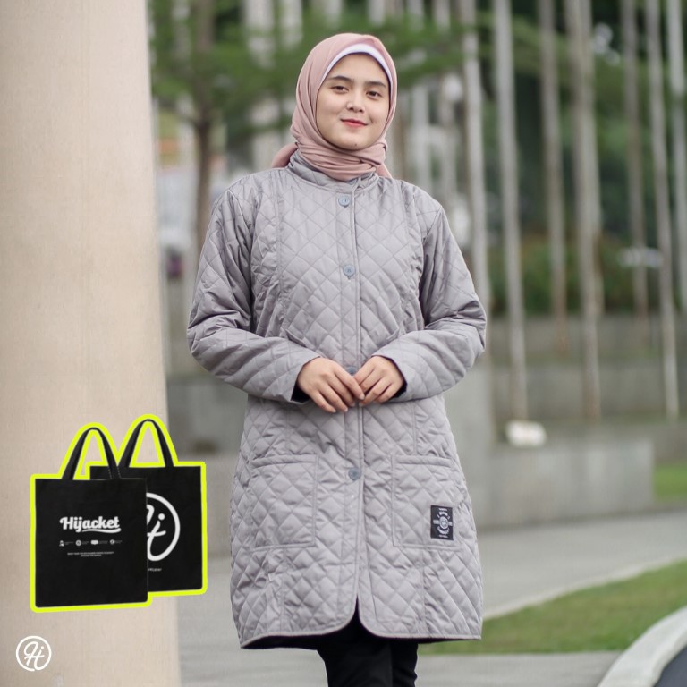 COAT PARASUT MUSLIMAH HIJACKET BELVA HJBLV CLOUDGREY - AISHAPEDIA