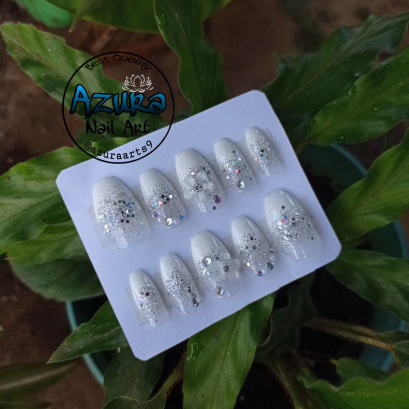 KUKU PALSU PUTIH BENING / NAIL ART / Agen KUPAL WEDDING Homemade