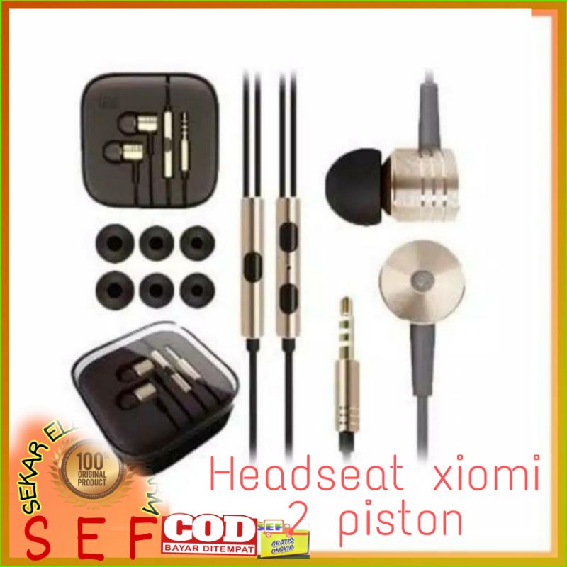 Headset Xiaomi Piston Stereo 2 Earphone Wired Stereo Super Bass Jack 3.5mm Dengan Box elegan