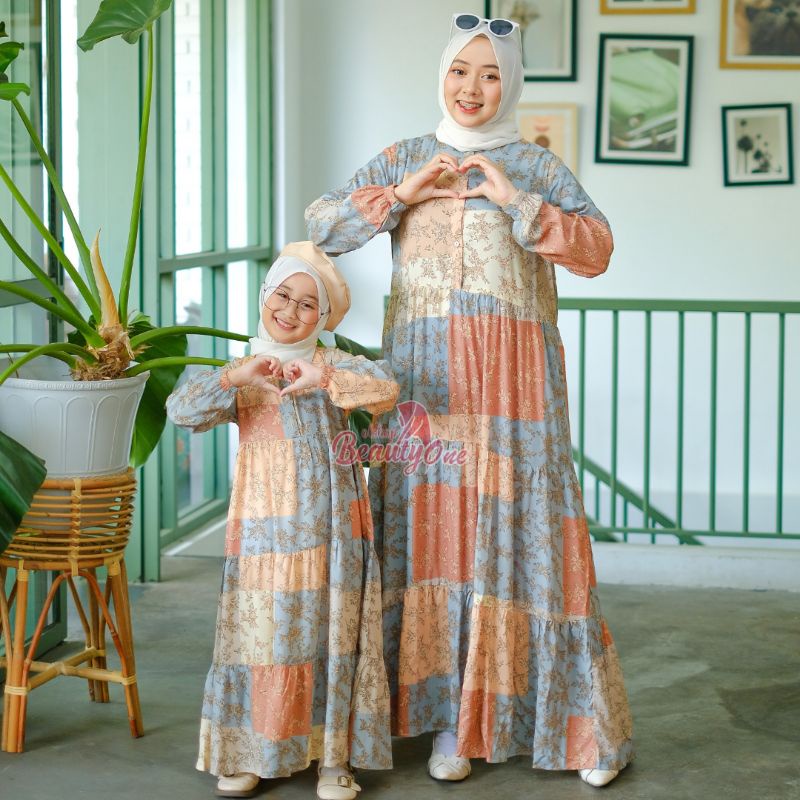 BeautyOne - Homey Dress Chayra Jumbo Gamis Mom &amp; Kids Couple Dress Flower Bahan Katun Rayon Premium Nyaman Dipakai | Bisa COD