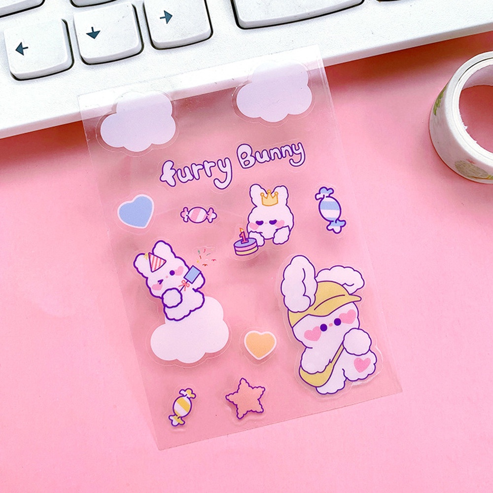 【COD Tangding】5pcs/set Cartoon Cute Hand Account Decoration Sticker Ins Wind Transparent PET Waterproof Sticker No Box