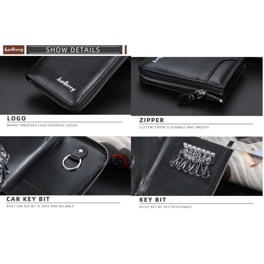 DOMPET LIPAT PRIA SLOT KUNCI KARTU UANG STNK BAELLERRY ORIGINAL KULIT HITAM LEADS WA471B5 IMPORT MULTIFUNGSI COWOK KEREN MURAH PREMIUM BATAM KEKINIAN LAKI SIMPLE