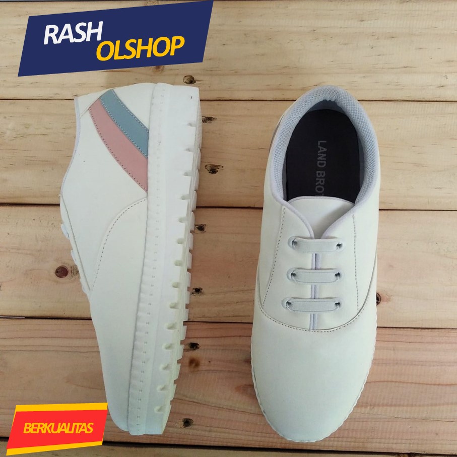 Sepatu sneaker wanita simple model tali elastis terbaru