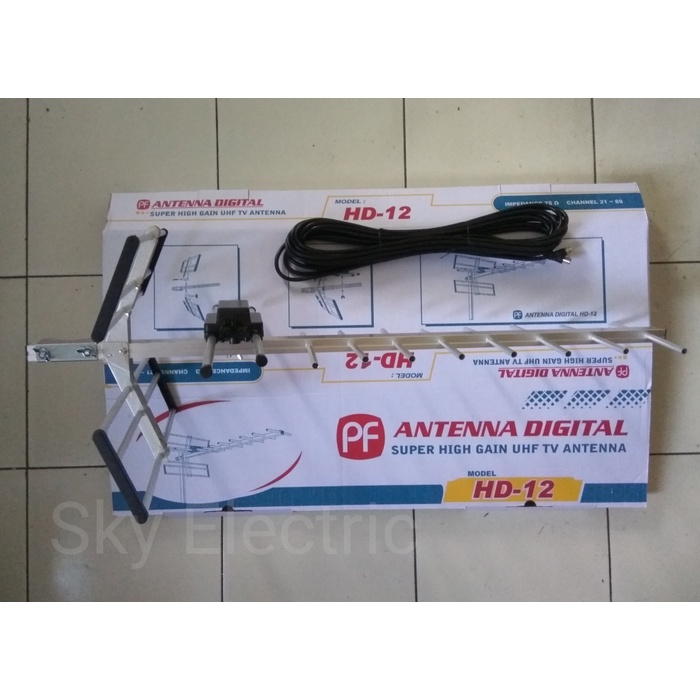 Antenna / Antena Digital High Gain DVB-T2 / DTV + Kabel 10 Meter + Jack TV