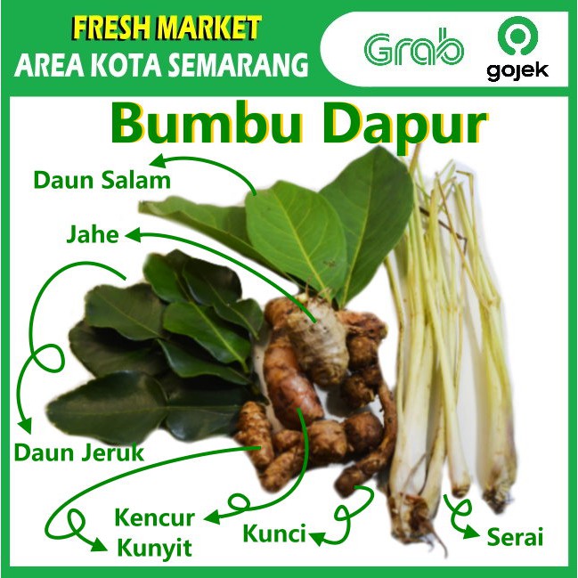 

[FRESH MARKET] Bumbu Dapur Instan Masakan Lengkuas Laos Sereh Jahe KIRIM GRAB area kota semarang
