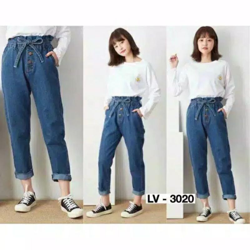 CELANA JEANS WANITA MOUOREEN BF BOYFRIEND CUT CROP UNFINISHED FRINGE CPTR 013 PINOKIO PANTS