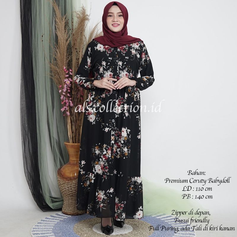 gamis ceruty babydoll premium gamis lebaran gamis pesta