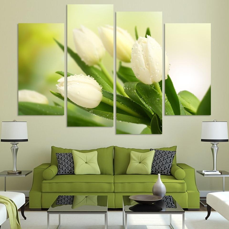4pcs Lukisan Gambar Bunga Tulip Putih Menawan Lukisan Kanvas Modern Untuk Dekorasi Dinding Rumah Shopee Indonesia