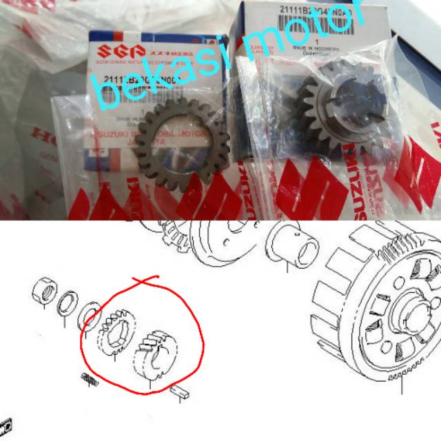 gigi primer gear primary driven suzuki shogun sp lama / arashi / SHOGUN SP FL ORIGINAL