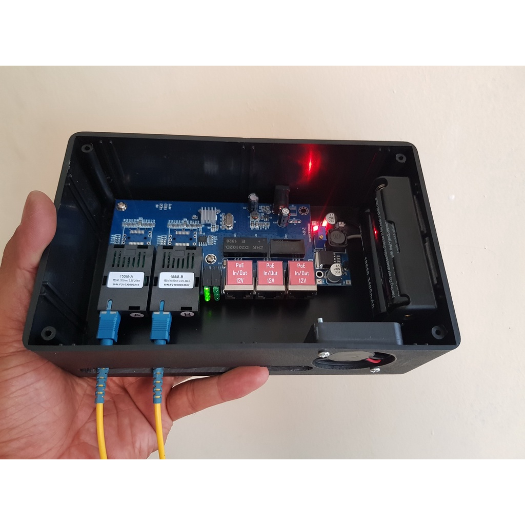 ODP [Converter Fiber Optic] 2FO 3LAN PoE + Batt [UPS]
