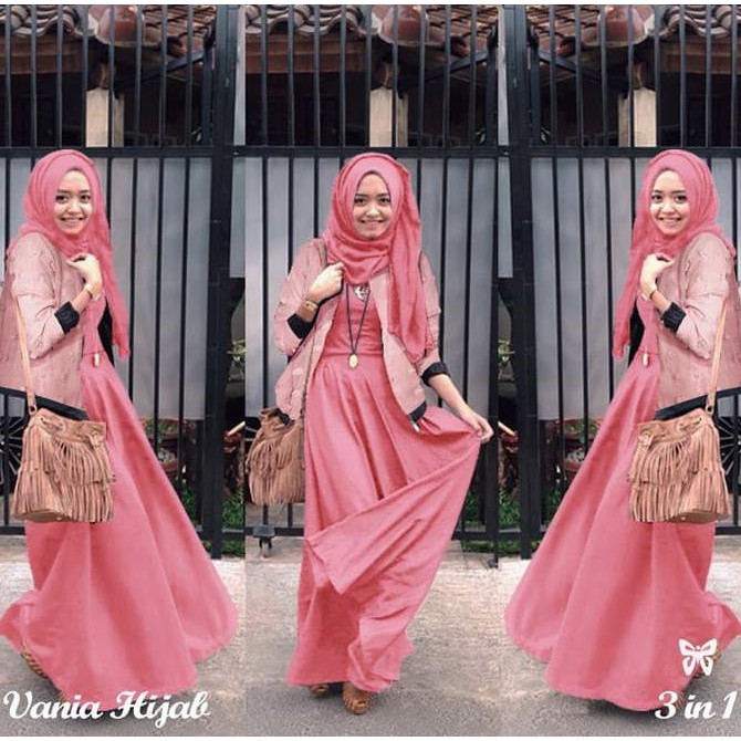 promo setelan muslim wanita vania rubiah - peach terbaru