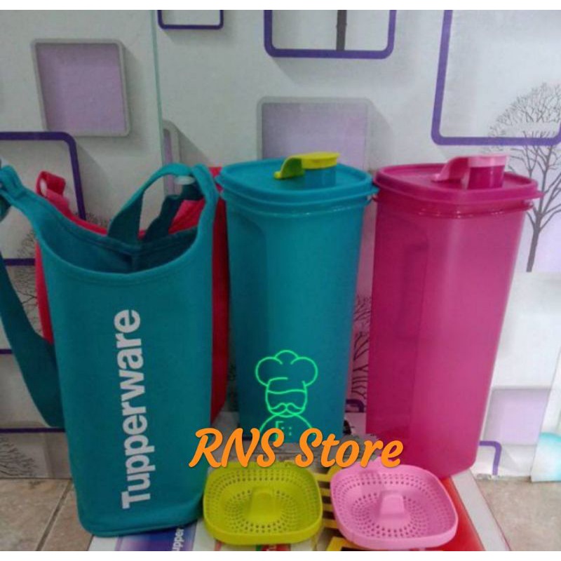 botol minum slimline tupperware 2 liter free tas
