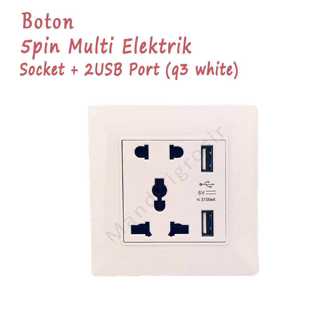 5pin Multi Elektrik Socket + 2USB Port * 5V 2100mA * Boton