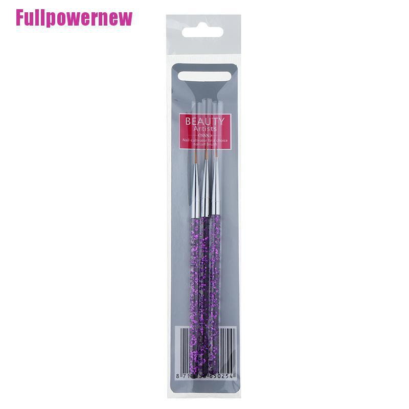 (Full) 3pcs / set Pen Brush Nail Art Uv Gel Akrilik