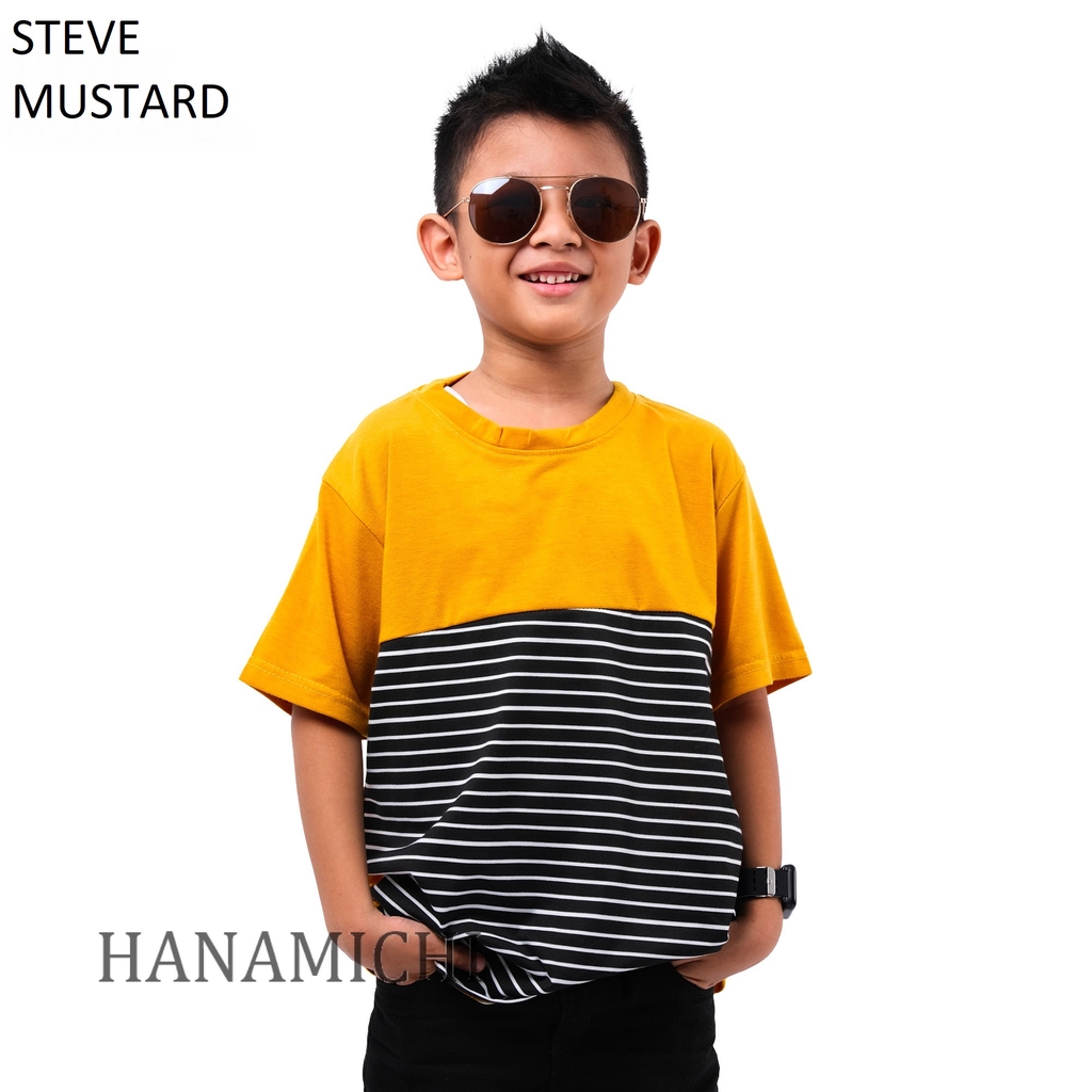 Hanamichi STEVE Kaos  Anak Motif Salur Lengan Pendek