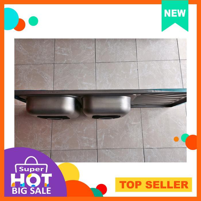 Perlengkapan Cuci Piring - Kitchen Sink 2 Lubang + Sayap - Peralatan Dapur