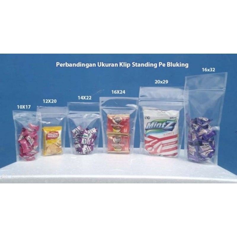 Plastik Standing Pouch Klip 16 x 24 cm Double Seal isi 50 Lembar