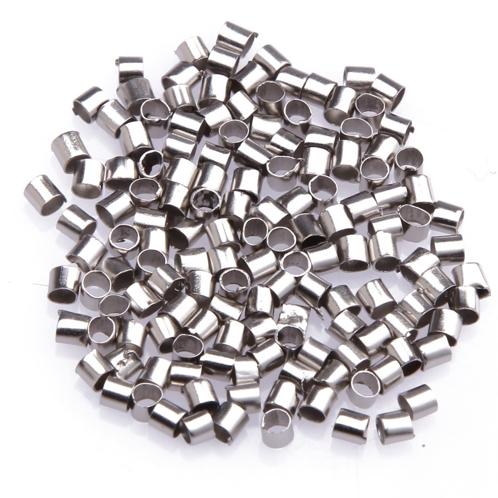 500pcs Manik-Manik Tabung Crimp End Warna Silver/Gold/Hitam/Perunggu Ukuran 1.5mm/2mm