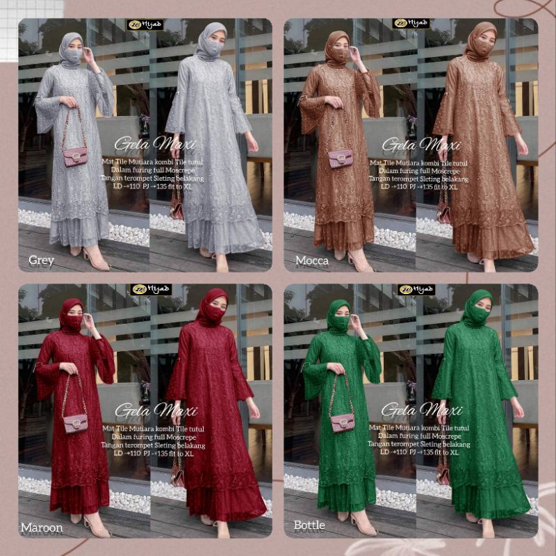 Gela maxi by zf hijab/gamis brukat