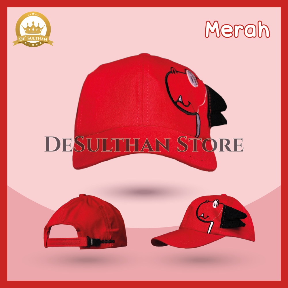 Topi Anak Laki Laki Perempuan DINOSAURUS 2 - 9 Tahun Bordir 4 Warna Karakter Kartun High Quality Unisex Dino, Hitam, Kuning, Maroon, Merah, Baseball, Bucket Dinosaurus, Pengait Rel, Original, Termurah, Terlaris, Ori, Korea-3