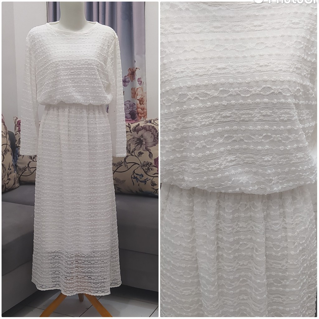 HM lace maxi dress/long dress/dress panjang brukat