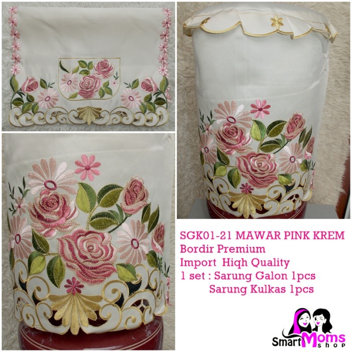 Sarung Galon - Sarung Galon/Sarung Kulkas/Sarung Galon Kulkas Set Bordir Pink Krem
