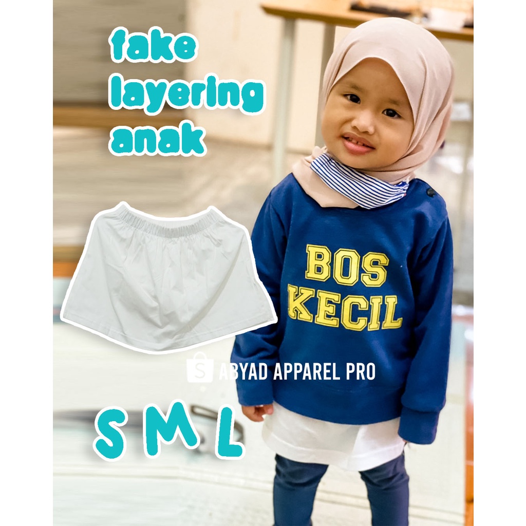 Fake Layering Anak | Pelapis kaos agar terlihat 2 lapis | Inner | Mini Skirt | Kaos Rapper |  Layering tshirt  Accesories Bahan Cotton 100% Premium