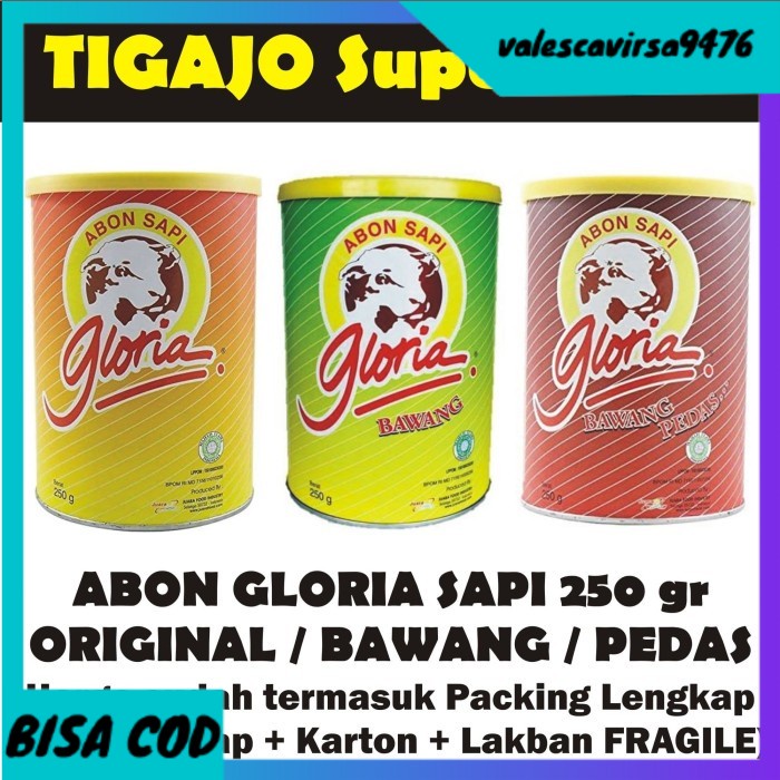 

⭐BISA COD⭐ GLORIA Abon Sapi 250 gr Original / Bawang / Pedas - Original