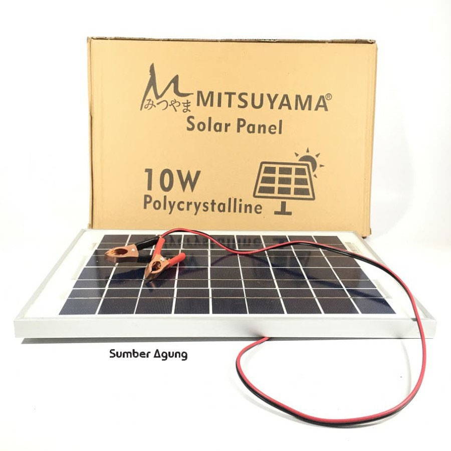 Solar Panel 10W Papan Solar Dengan Capit Aki Mitsuyama 10WP 10 Watt
