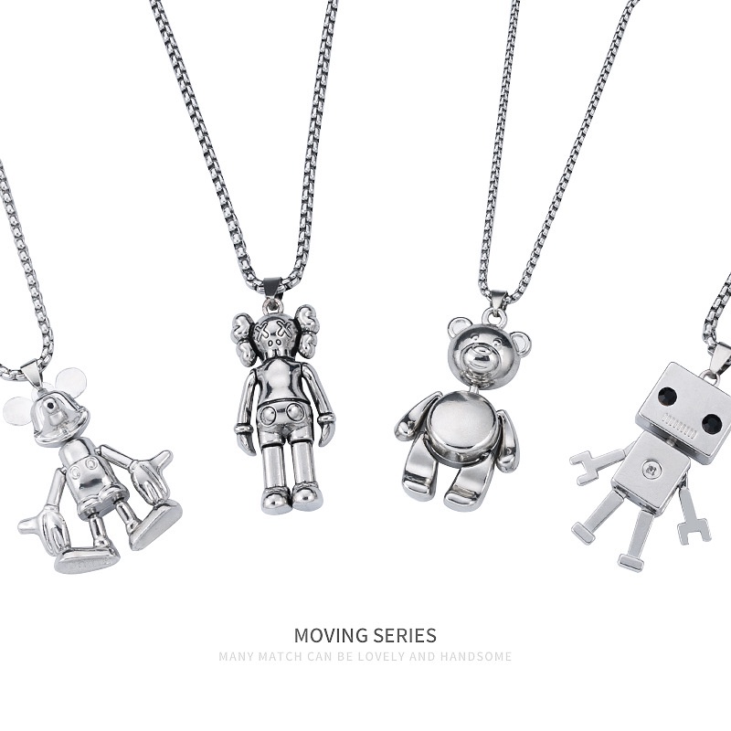 Kalung hip hop Panjang Pria Baja titanium street sweater Rantai Wanita online Merah Pasang disco jump pendant ins orname