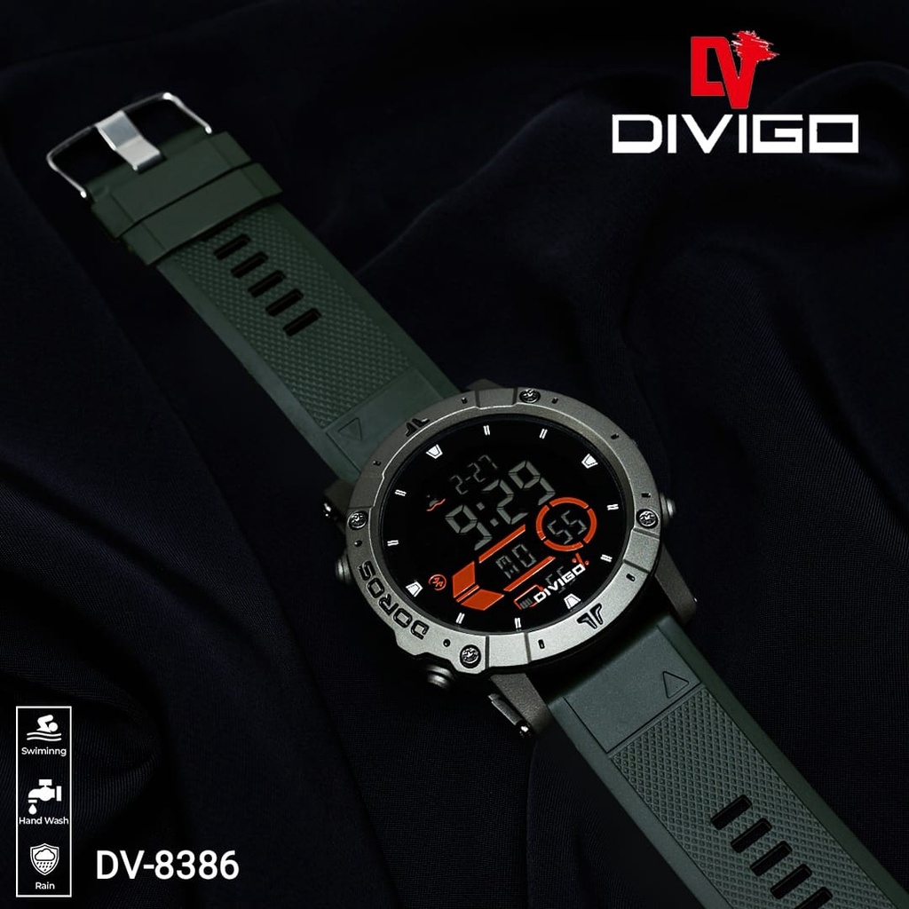Jam Tangan Digital Pria DV-8386 strap Rubber Water Resistant 3ATM