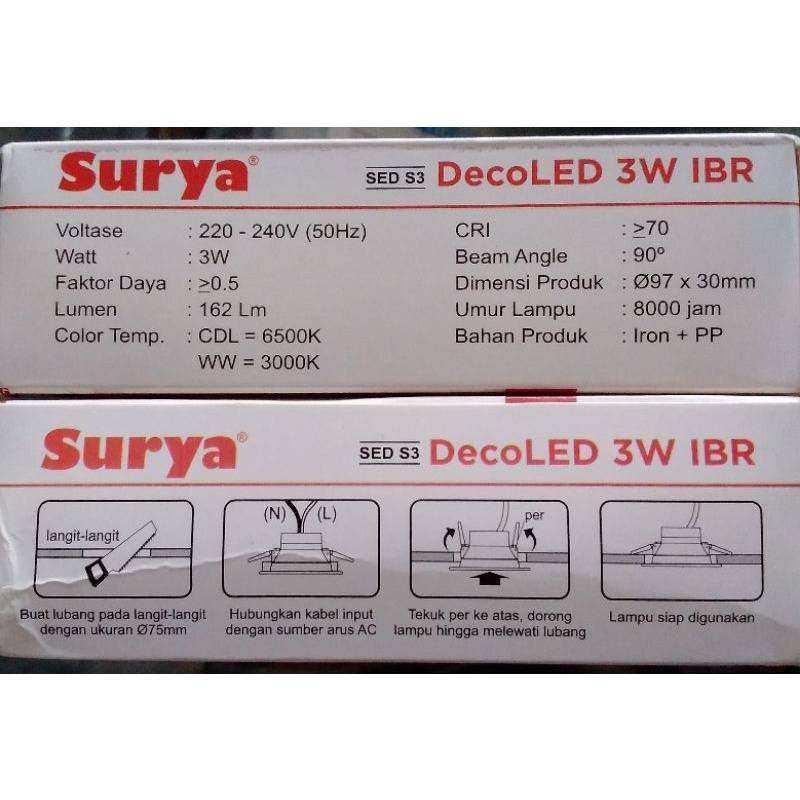 Downlight LED Inbow SURYA DecoLED 3Watt/ 5Watt/ 8Watt IBR Warna Putih