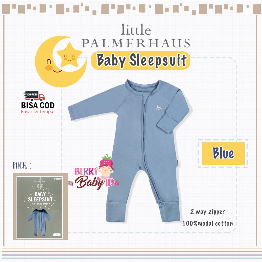 Little Palmerhaus Baby Sleepsuit Piyama Bayi Katun Premium 3-24 Bulan Boy &amp; Unisex - ED 2 Berry Mart