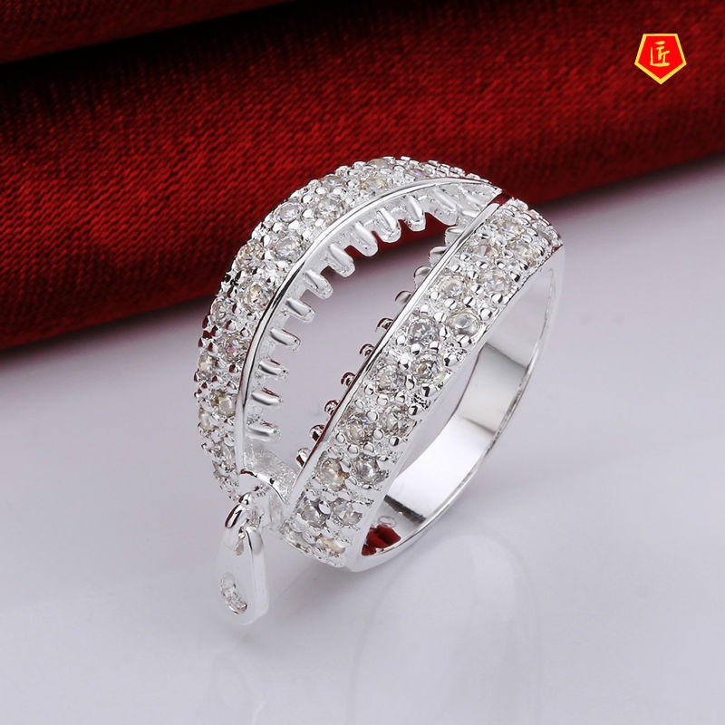 [Ready Stock]Fashion Creative Personality Zipper Open Ring Fashion Exaggerated