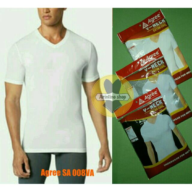  Kaos  Dalam Oblong  Pria Agree SA 008 V Neck T Shirt Kaos  