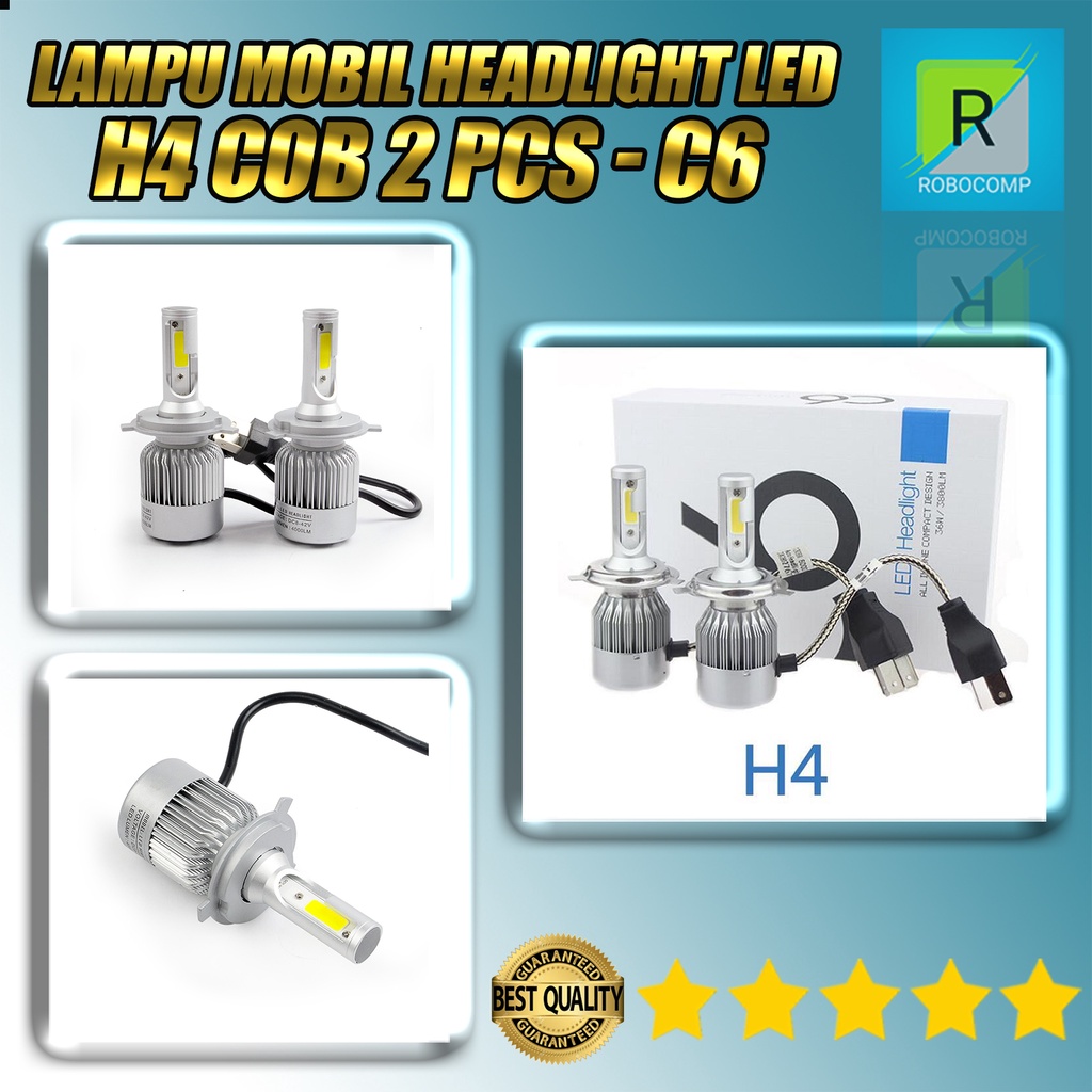 TaffLED Lampu Mobil Headlight LED H4 COB 2 PCS - C6 - White