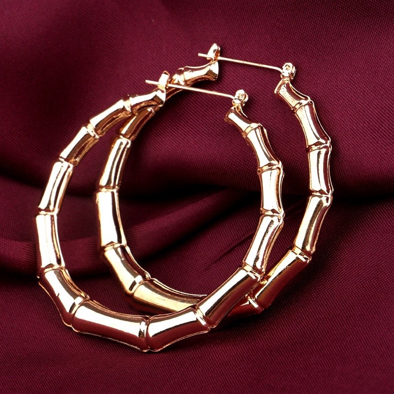 Anting Bulat Besar Gaya Hip Hop Punk Warna Gold untuk Anting Bulat Besar Gaya Hip Hop Punk Warna Gold untuk