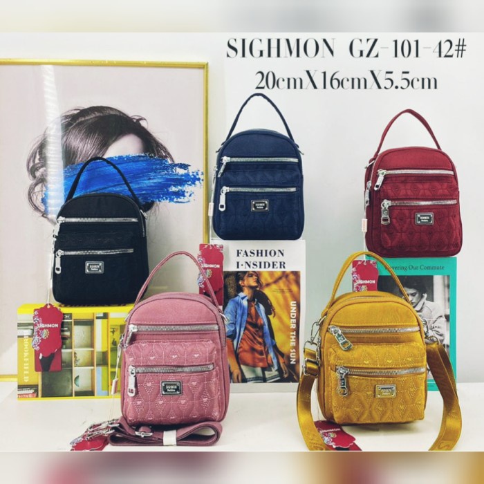 Tas Ori Sighmon Kanvas Bordir 2In1 Selempang Jinjing Sgh101 3Res - Dusty Stok Terbatas